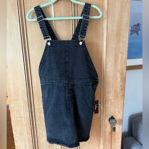 Lulu's Charcoal Denim Overall Dress Medium